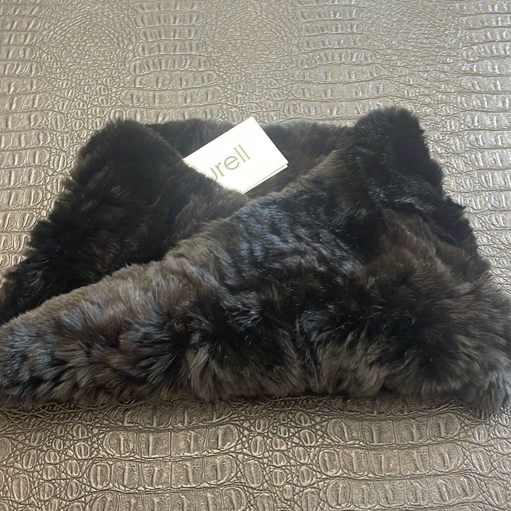 Surell Black Rex Rabbit Fur - StretchFur Infinity Loop Scarf